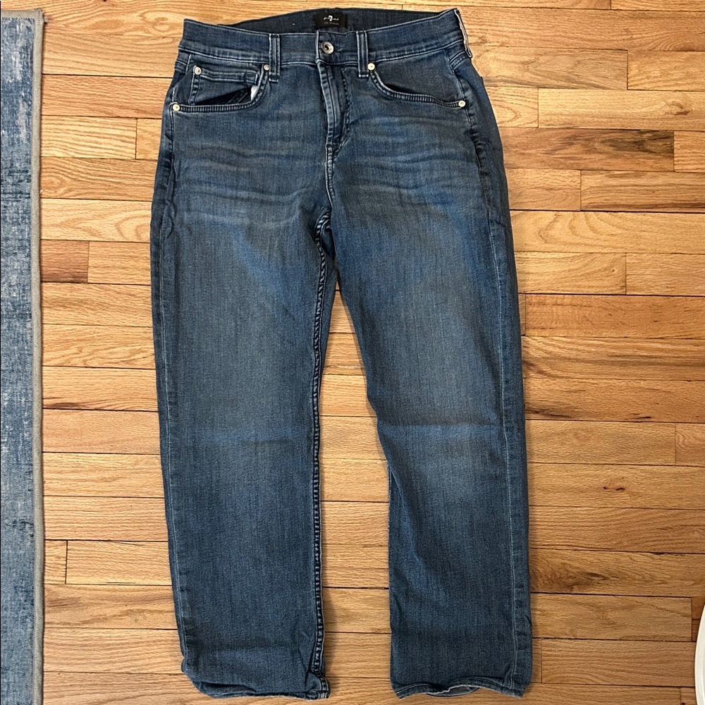 7 For All Mankind Dark Blue Straight Jeans